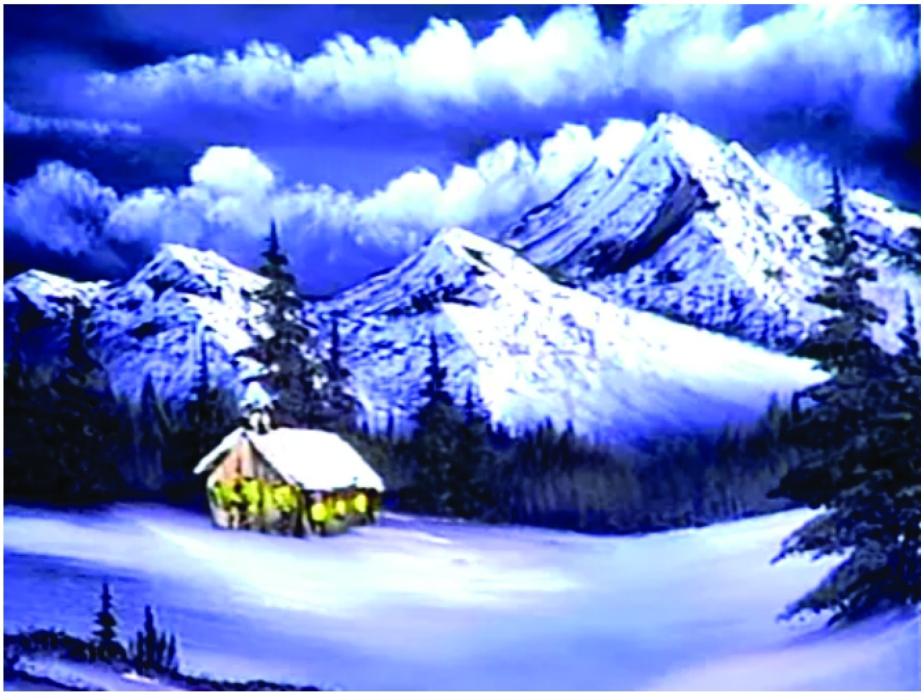 Bob Ross “Christmas Eve Snow” Art Dog Painting
